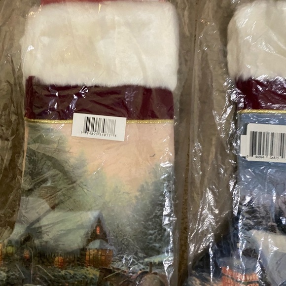 Vintage Thomas Kinkade Set Of 2 Silent Night and A Christmas Welcome Stockings - Picture 5 of 14